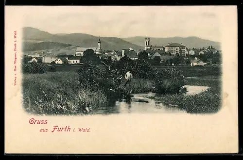 AK Furth i. Wald, Ortsansicht mit Kirche