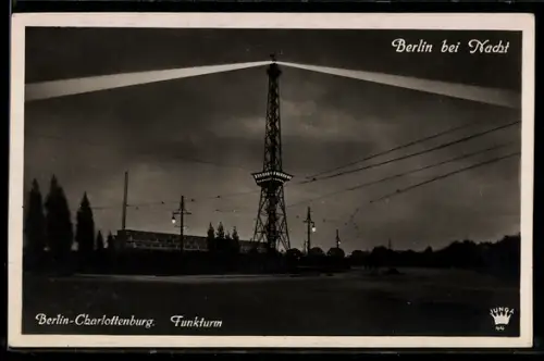 AK Berlin-Charlottenburg, Funkturm bei Nacht
