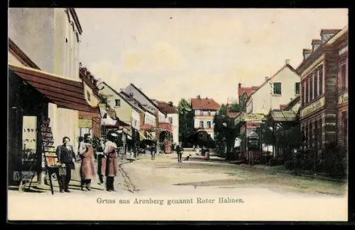 AK Arenberg, Roter Hahnen genannte Strasse mit Geschäften und Passanten