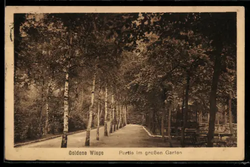 AK Hamburg-Haake, Gasthof Goldene Wiege, Inh. Otto Flügge, Partie im grossen Garten