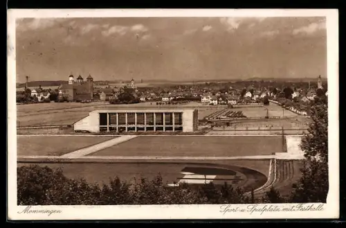AK Memmingen, 12. Schwäb.-Bayer. Sängerbundesfest 1929, Sport- und Spielplatz mit Festhalle