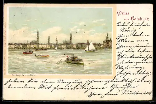 Lithographie Hamburg, Binnen-Alster