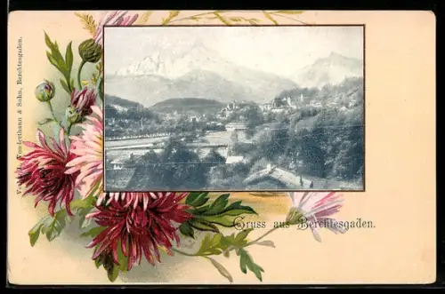 AK Berchtesgaden, Ortsansicht mit Bergen