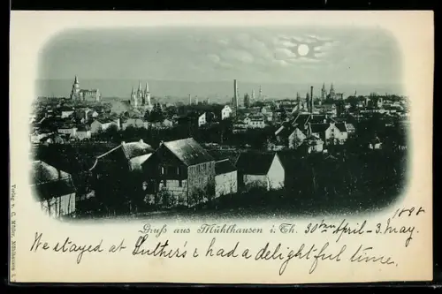 AK Mühlhausen i. Th., Ortsansicht mit Kirche