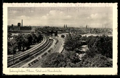 AK Ludwigshafen /Rhein, Total und Rheinbrücke