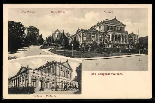 AK Bad Langenschwalbach, Kurhaus, Kurhaus Parkseite, Villa Werner, Engl. Kirche