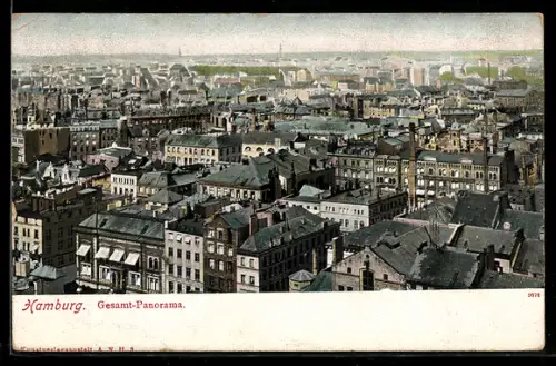 AK Hamburg, Panoramablick über die Dächer