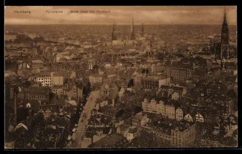 AK Hamburg, Panorama, Blick über die Neustadt mit Kirche