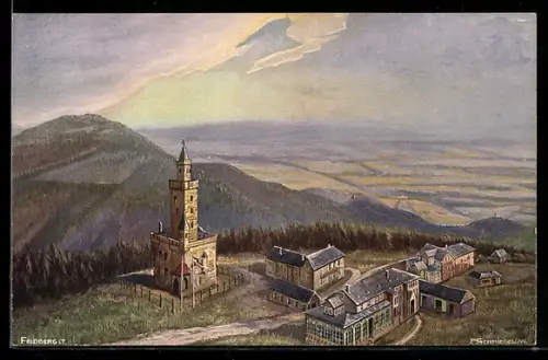 Künstler-AK Feldberg i. T., Ortsansicht aus der Vogelschau