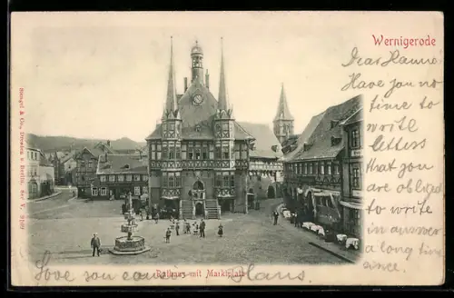 AK Wernigerode, Rathaus am Marktplatz