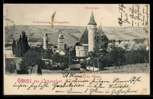 AK Ochsenfurt, Dicker Turm, Bezirksamt, Taubenturm