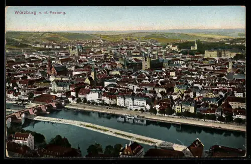 AK Würzburg, Stadtansicht von der Festung