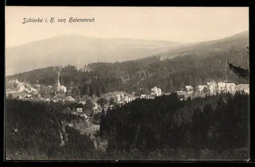 AK Schierke i. H., Blick von Helenenruh auf Ort und Umgebung