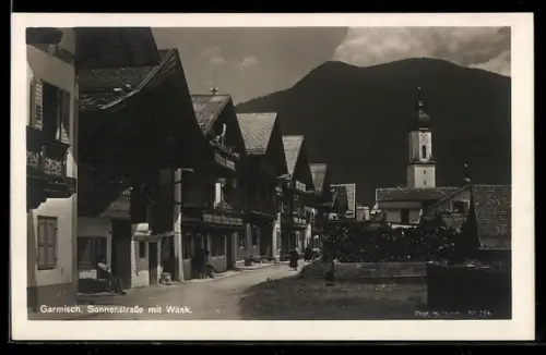 AK Garmisch, Sonnenstrasse mit Wank