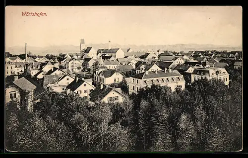 AK Wörishofen, Ortsansicht mit Kirche und Wohnhäusern