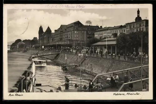 AK Koblenz, Rheinufer, Hotel St. Rheinischer Hof