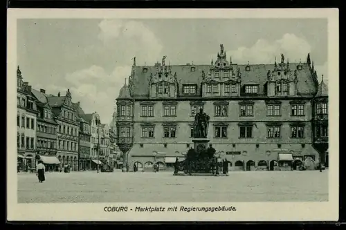 AK Coburg, Marktplatz mit Regierungsgebäude