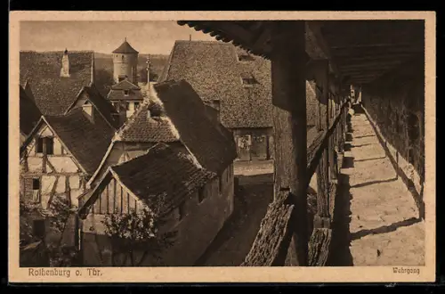 AK Rothenburg o. Tbr., Wehrgang, Altstadt, Türme