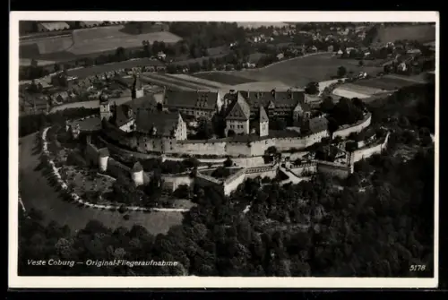 AK Coburg, Veste Coburg, Original-Fliegeraufnahme