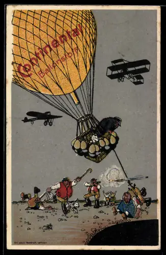 Künstler-AK Continental Reklame auf einem Fessel-Ballon