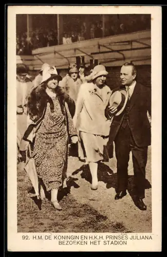 AK Olympische Spelen 1928, Königin von den Niederlanden und Prinzessin Juliana im Stadion