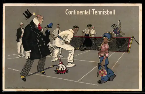 AK Reklame für Continental-Tennisball, Tennis-Doppel, Balljunge