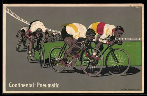 Künstler-AK Continental-Pneumatic, Reklame, Radsport