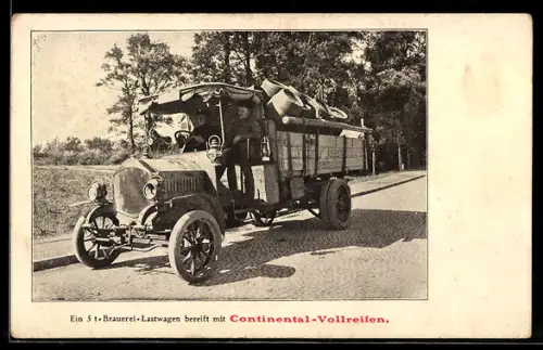 AK Ein 5t-Brauerei-Lastwagen bereift mit Continental-Vollreifen