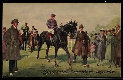 AK Continental Regenmäntel & Regenhüte, Reitsport