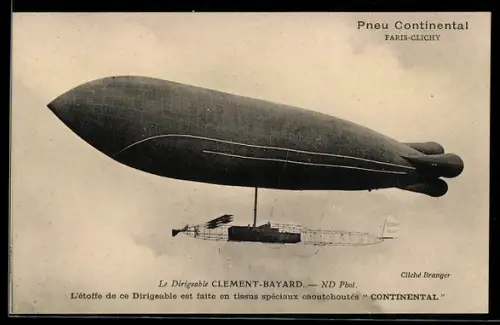 AK Le Dirigeable Clement-Bayard, Pneu Continental