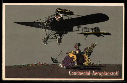AK Reklame Continental-Aeroplanstoff für Flugzeuge, Tiefflieger