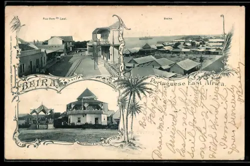 AK Beira /Portuguese East Africa, Rua Commandante Leal, Panorama of Beira, Band Stand & Kiosk