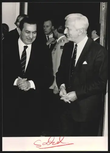 Fotografie Bundespräsident Richard Weizsäcker und Staatspräsident von Ägypten Husni Mubarak