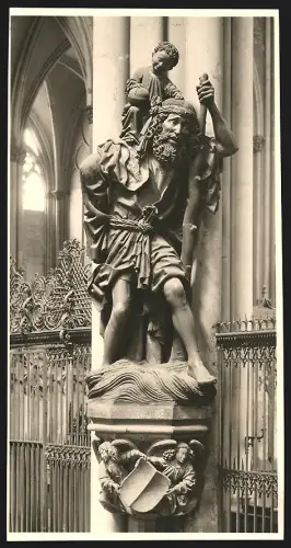 4 Fotografien Ansicht Köln, Figuren aus dem Kölner Dom