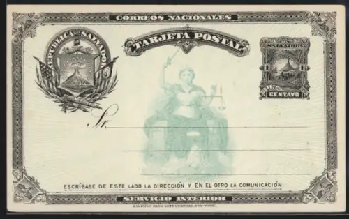 AK Salvador, Ganzsache Un Centavo