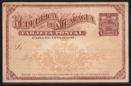 AK Nicaragua, Wappen, Ganzsache