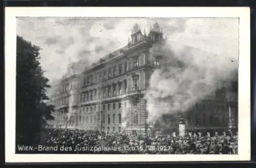 AK Wien, Justizpalast in Flammen, 15. Juli 1927