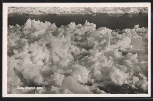 AK Wien, Eisstoss 1940, Uferpartie