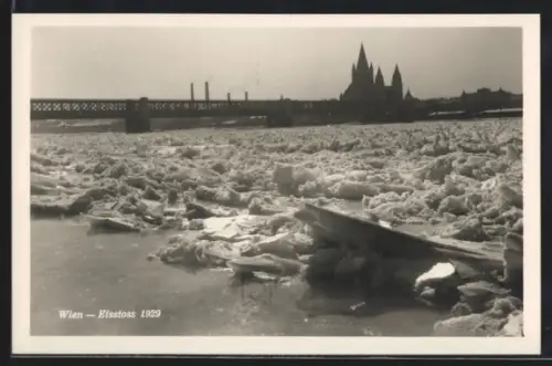 AK Wien, Reichsbrücke, Eisstoss 1929
