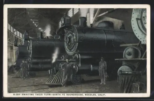 AK Neeles, CA, Santa Fe Roundhouse, Awaiting their turn, Eisenbahn
