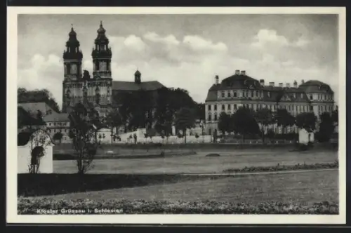 AK Grüssau i. Schlesien, Blick zum Kloster