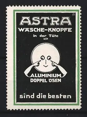 Reklamemarke Astra, Wäsche-Knöpfe, Lächelndes Gesicht