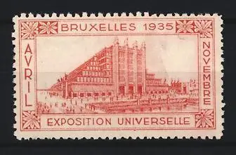 Reklamemarke Bruxelles, Exposition Universelle 1935, Gebäudeansicht