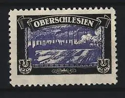 Reklamemarke Oberschlesien, Landschaft, Industrieanlagen