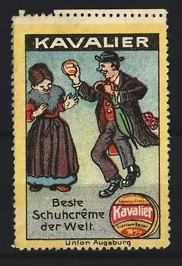 Reklamemarke Augsburg, Union Augsburg, Kavalier Schuhcrème, Gentleman mit Schuhbürste
