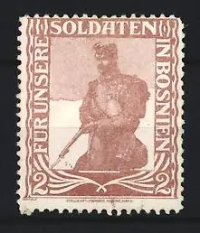 Reklamemarke Bosnien, K.u.k. Soldatenhilfe, Soldat mit Gewehr