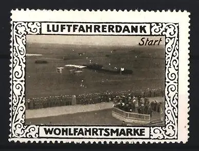 Reklamemarke Luftfahrerdank, Flugzeug beim Start