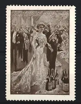 Reklamemarke Kupferberg Gold, Festliches Ball-Szenario mit Sektflaschen