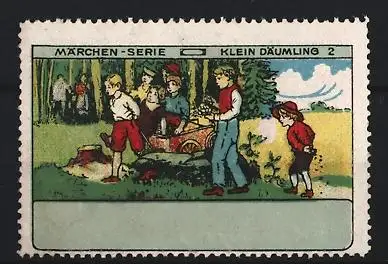 Reklamemarke Märchen-Serie, Klein Däumling, Kinder im Wald