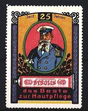 Reklamemarke Byrolin, Das Beste zur Hautpflege, Kapitänsporträt